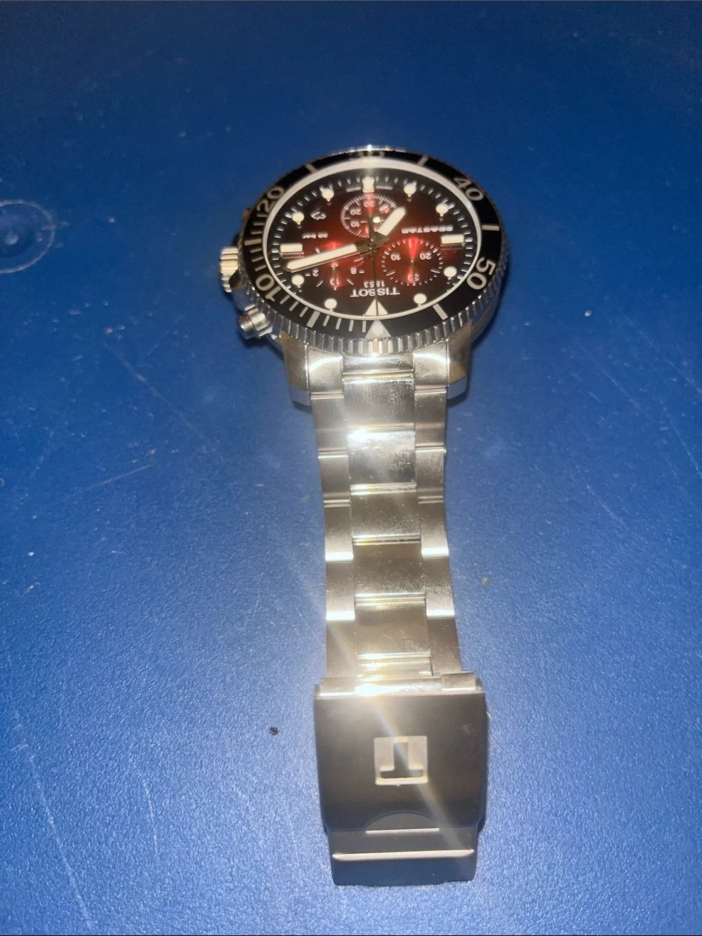 Tissot Red Dial Stainless Steel Sport Chronograph